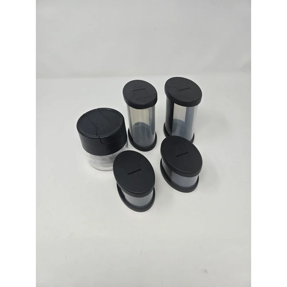 TUPPERWARE FOOD STORAGE BUNDLE SALT PEPPER SPICE CONTAINER BLACK SET OF 5 SHAKER